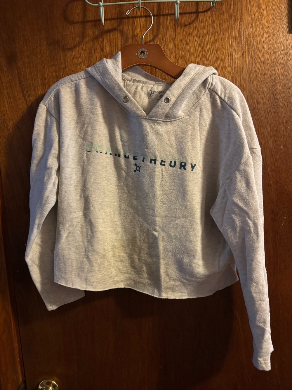 Orangetheory Light Gray Cropped Hoodie
